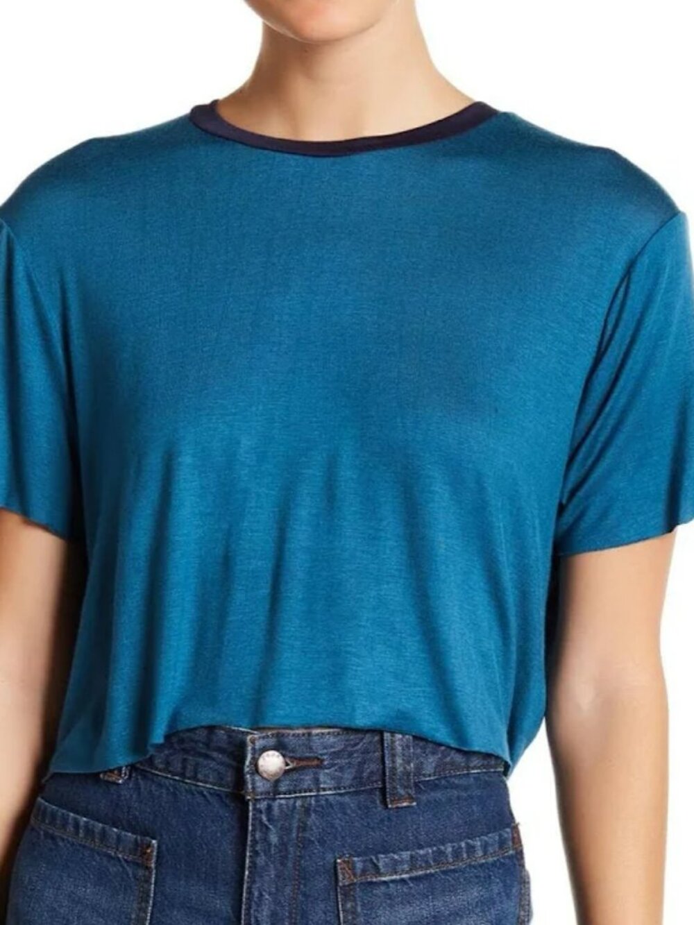 PST Blue Cropped Over-Sized T-Shirt Top L